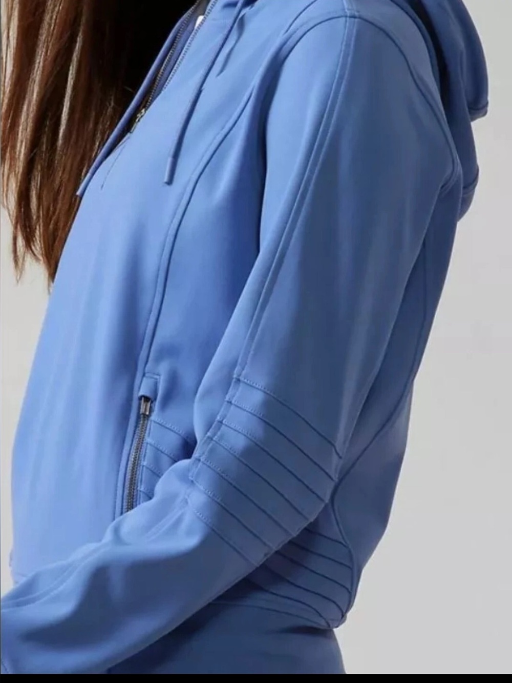 Athleta Venice Moto Hoodie Cottage Blue Small S Half Zip Pullover - Picture 3 of 12